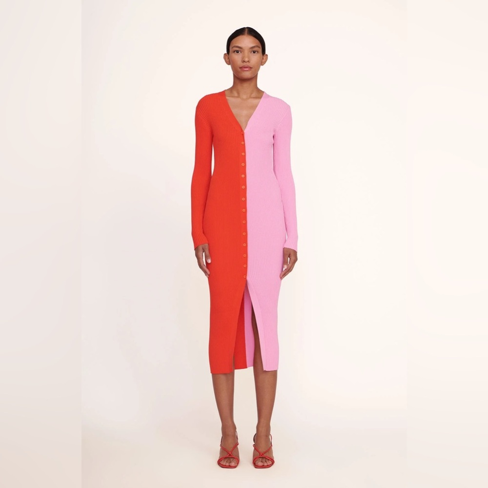 Staud Shoko Sweater Dress Poppy Rosebud in XS
